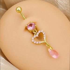 3for$20  Navel Ring m Heart & Teardrop Pendant, m Body Piercing  belly piercing